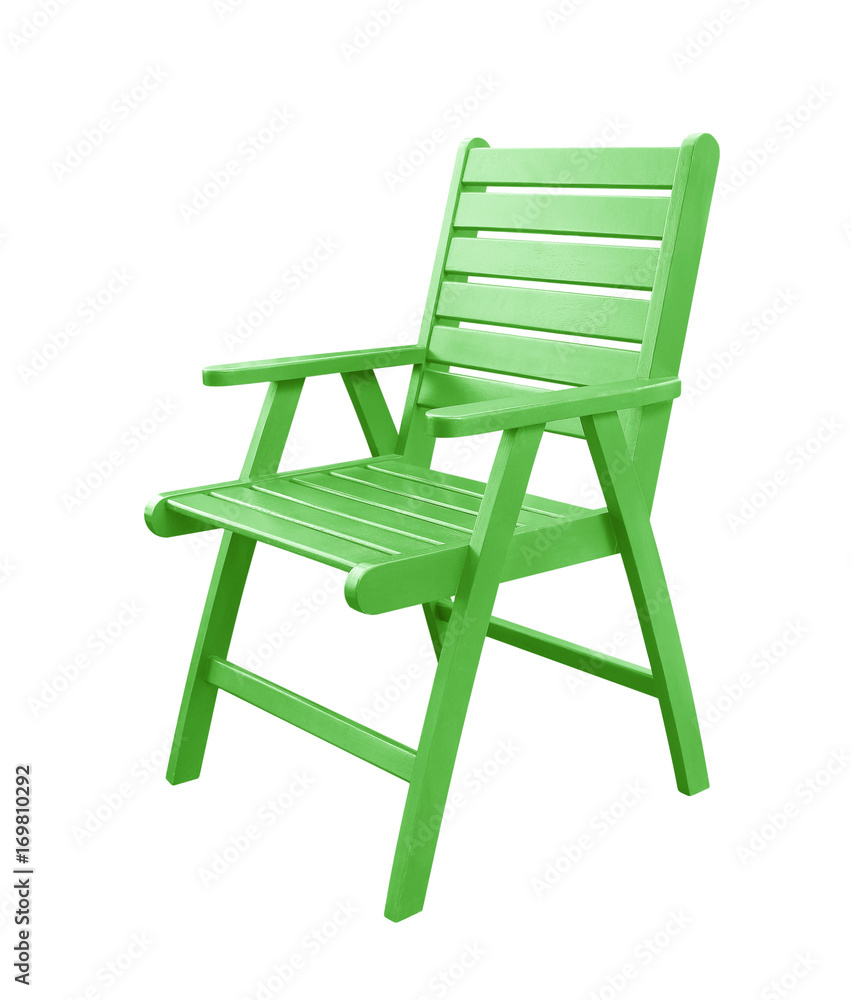 Wooden chair isolated on white background,chair green color