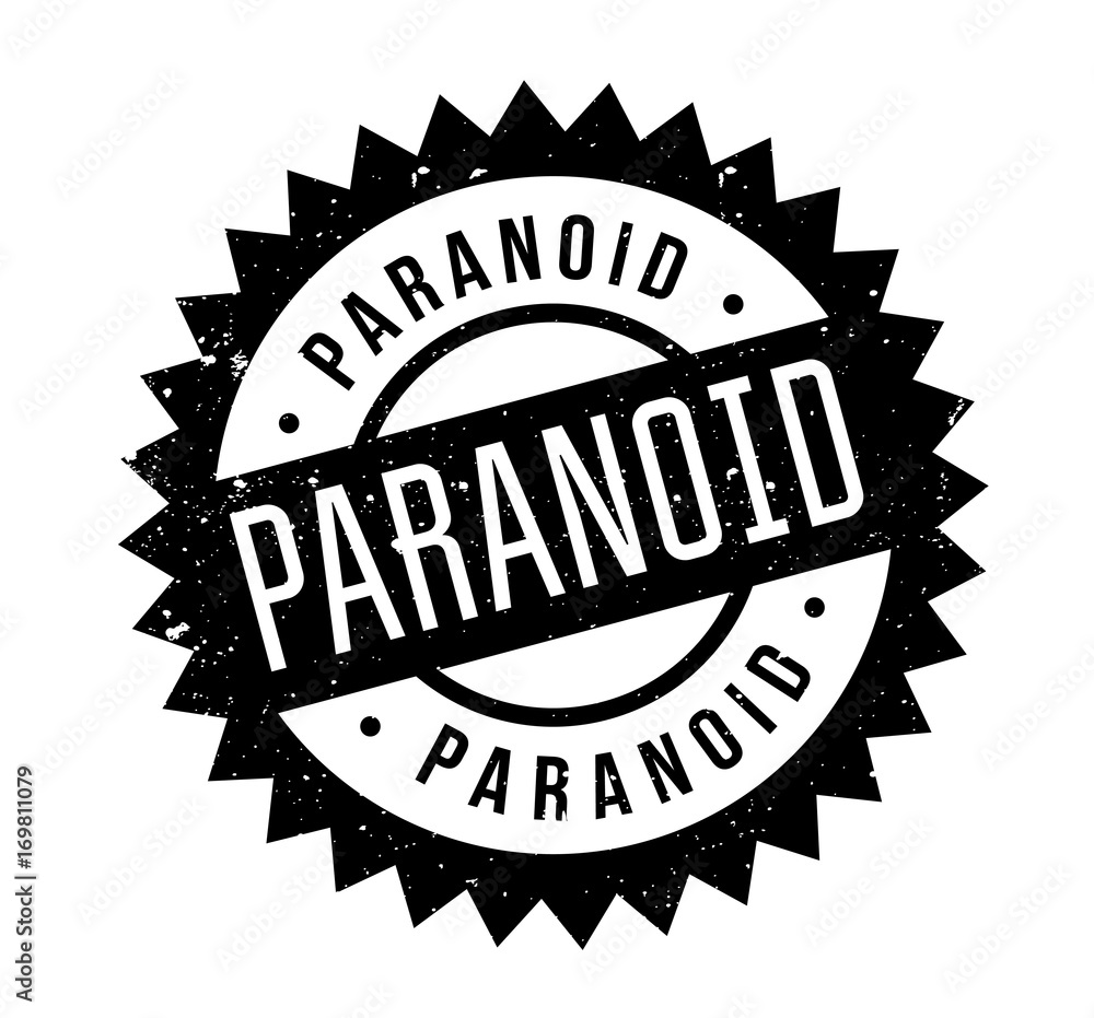 Paranoid rubber stamp. Grunge design with dust scratches. Effects can be easily removed for a clean, crisp look. Color is easily changed. Paranoid rubber stamp. Grunge design with dust scratches. Effects can be easily removed for a clean, crisp look. Color is easily changed.