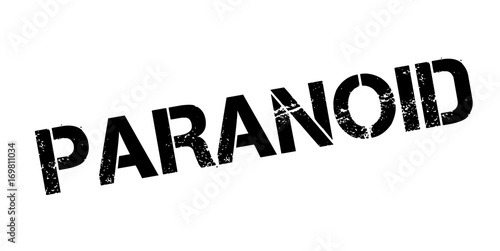 Paranoid rubber stamp. Grunge design with dust scratches. Effects can be easily removed for a clean, crisp look. Color is easily changed.