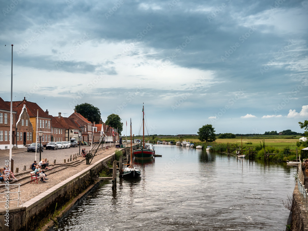 Harbor in medieval city of Ribe, Denmark Harbor in medieval city of Ribe, Denmark