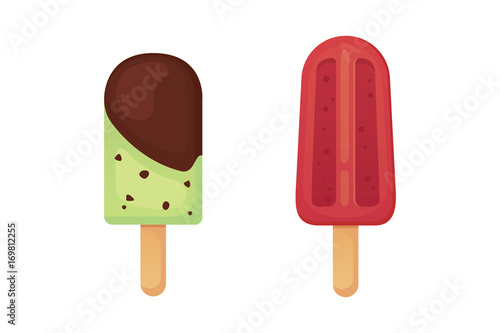 Collection of vector cartoon ice cream illustrations. Summer food.