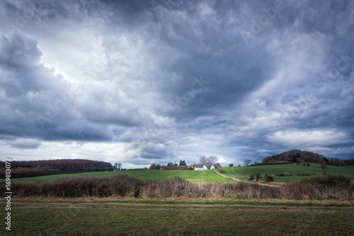Dramatic landscape before a storm on the Island of Langeland, Denmark