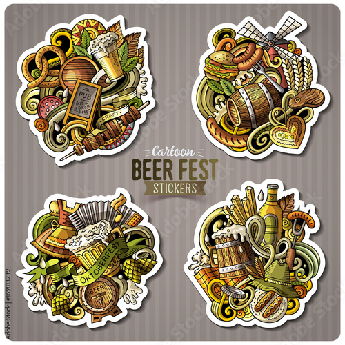 Set of Beer fest cartoon stickers