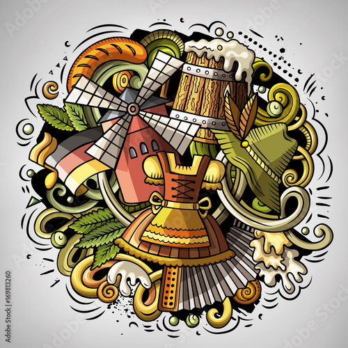 Cartoon vector doodles Beer fest illustration