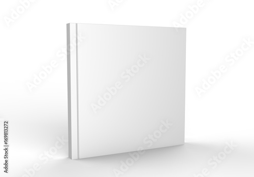 Square blank white catalog, magazines,book mock up on white background. 3d render illustration.