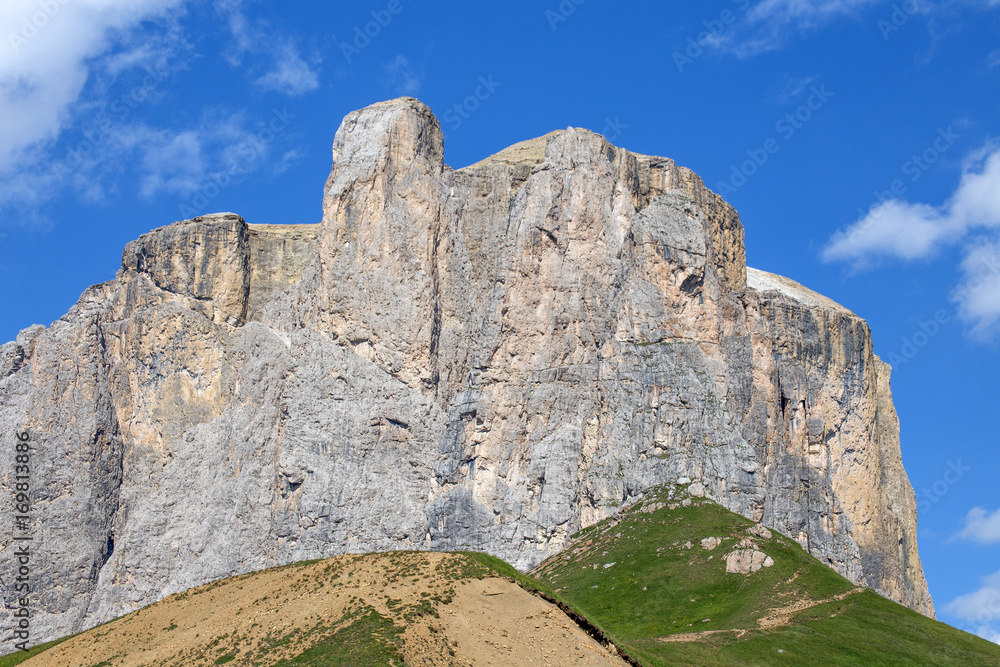 The Sella Group is a mountainous region of the Dolomites located between the valleys of Gardena and Badia, Bolzano, Trento e Belluno province, Italy