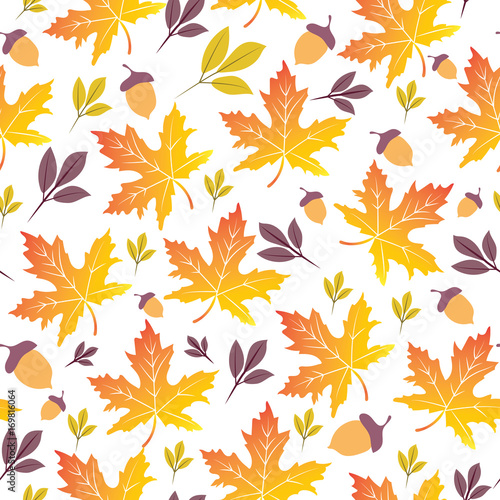 Golden autumn leaves seamless pattern