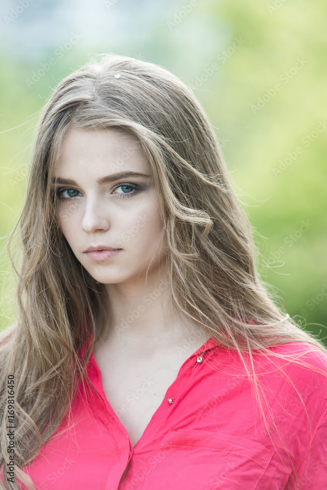 Girl in red blouse. Girl in red blouse.