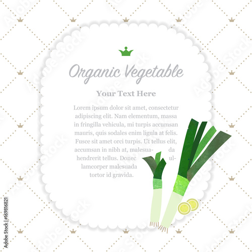 Colorful watercolor texture nature organic fruit memo frame leek