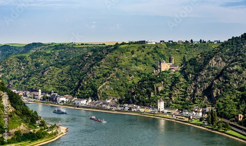 View from Loreley. Famous viewpoint high above the Rhine river. 