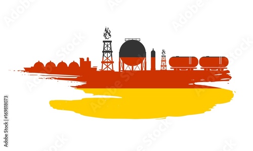 Energy and Power icons set and grunge brush stroke. Design concept of natural gas industry. Flag of the Germany