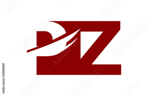 Free Download PZ Red Negative Space Square Swoosh Letter Logo - GFXLoad