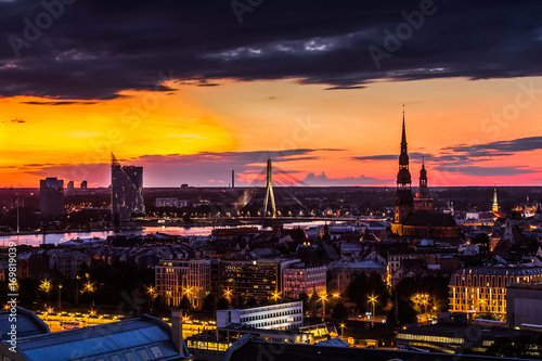 Landscape of the city from the top of the Latvian Academy of Sciences, Riga, Latvia