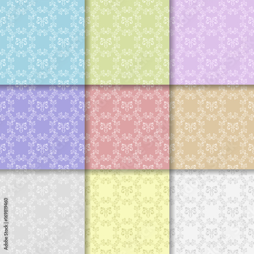 Wallpaper multi colored set of seamless patterns with floral ornaments