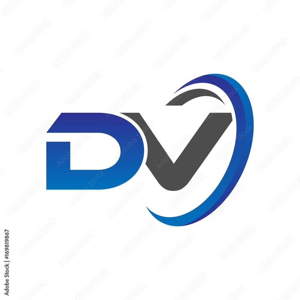 vector initial logo letters dv with circle swoosh blue gray vector initial logo letters dv with circle swoosh blue gray