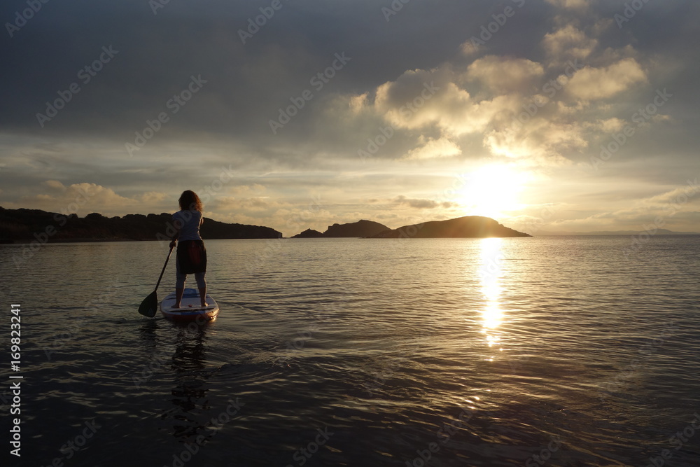 Fototapeta premium Sunset paddle a l'Almanarre