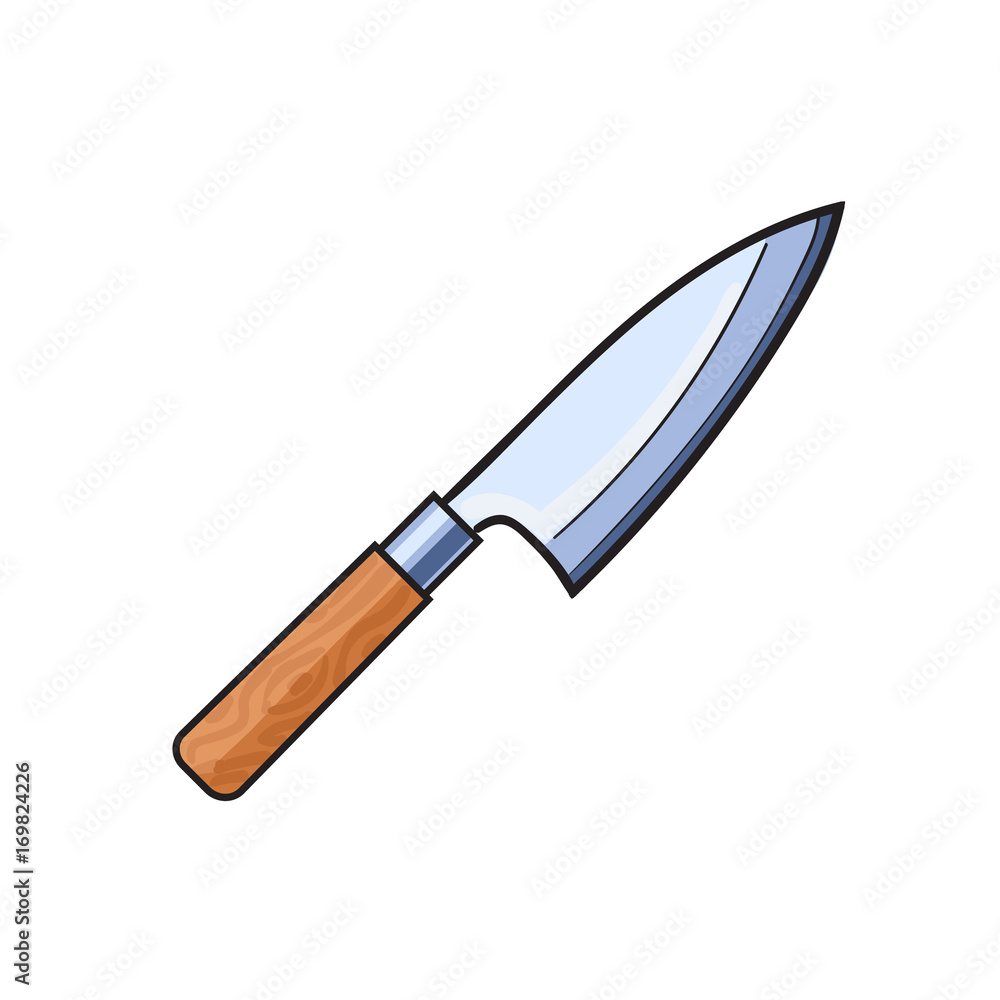vector carving knife sketch cartoon isolated illustration on a white background. Kitchenware equipment utensil objects concept vector carving knife sketch cartoon isolated illustration on a white background. Kitchenware equipment utensil objects concept