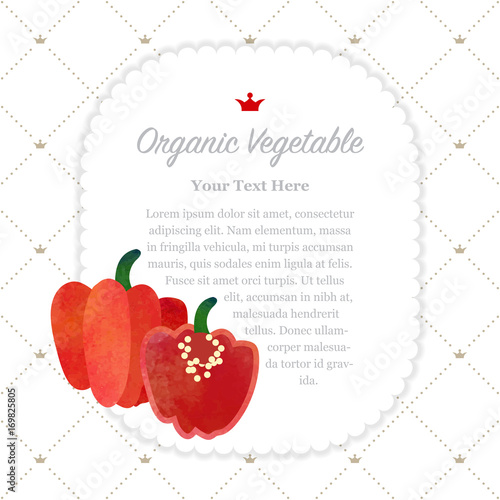 Colorful watercolor texture nature organic fruit memo frame red Scotch bonnet pepper