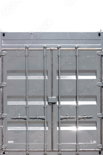 Container Vorderansicht / Die Vorderansicht und verschlossene Klappe eines Cargo containers.