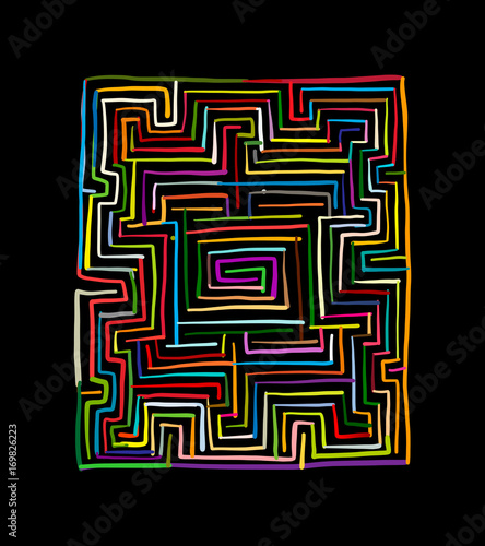 Labyrinth square, sketch for your design