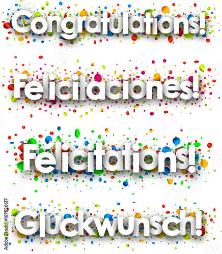 Congratulations banner with colorful confetti.