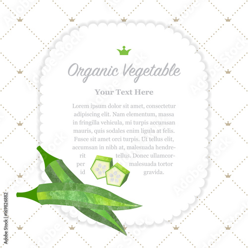 Colorful watercolor texture nature organic fruit memo frame okra lady's finger gumbo