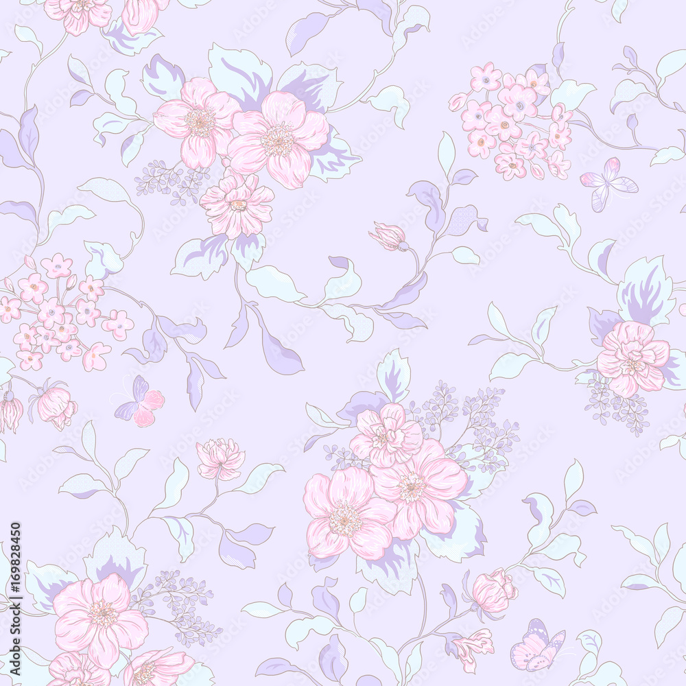 Vivid repeating floral - For easy making seamless pattern use it for filling any contours Vivid repeating floral - For easy making seamless pattern use it for filling any contours