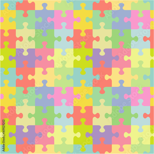 Seamless (you see 4 tiles) jigsaw puzzle pattern (print, background, wallpaper, swatch) of pastel colors classic style pieces
