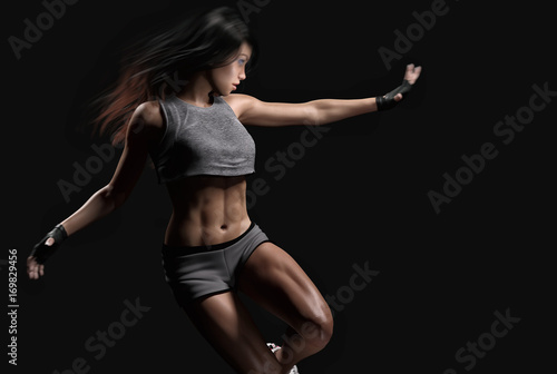 athletic woman body and workout - 3d render