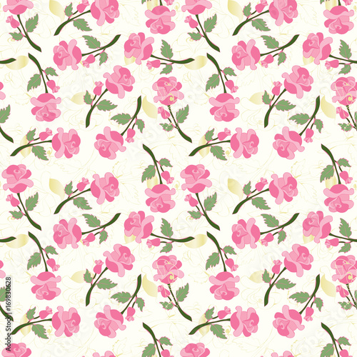 Seamless pattern with vintage roses.