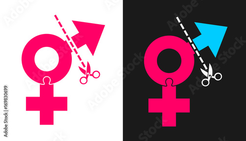 Sex reassignment surgery - change and transition of female / woman sex into male / man sex. Procedure to solve transsexuality for transsexual and transgender persons