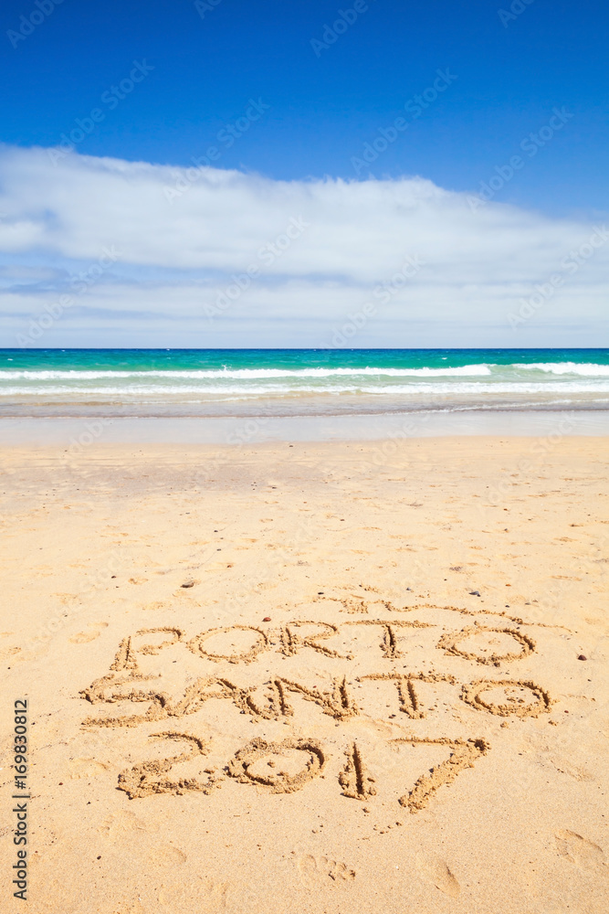 Fototapeta premium Writings on the sand. Beach of Porto Santo