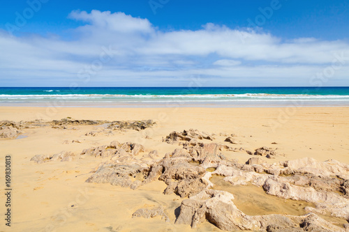 Sandstone rocks on the beach of Porto Santo