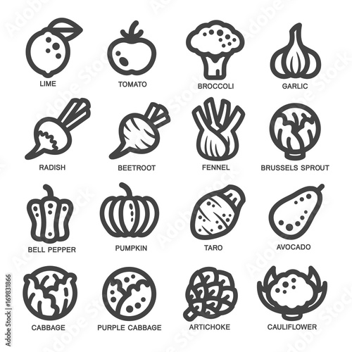 vegetable thin line icon set,vector illustration