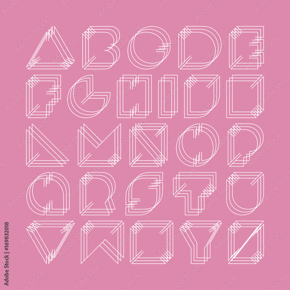 Vector minimalistic font. English alphabet. Letters with stereo effect. Vector minimalistic font. English alphabet. Letters with stereo effect.