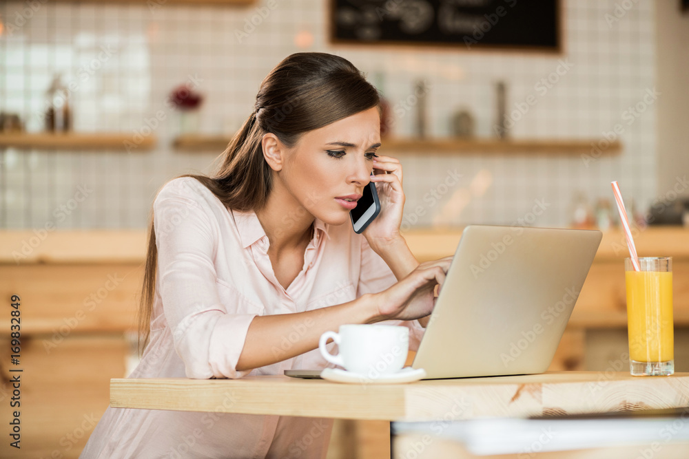 businesswoman working in cafe businesswoman working in cafe