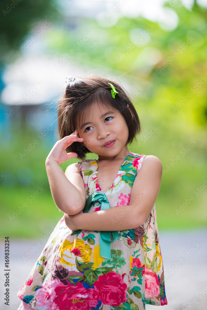 Asian girl have thinking on nature background Asian girl have thinking on nature background