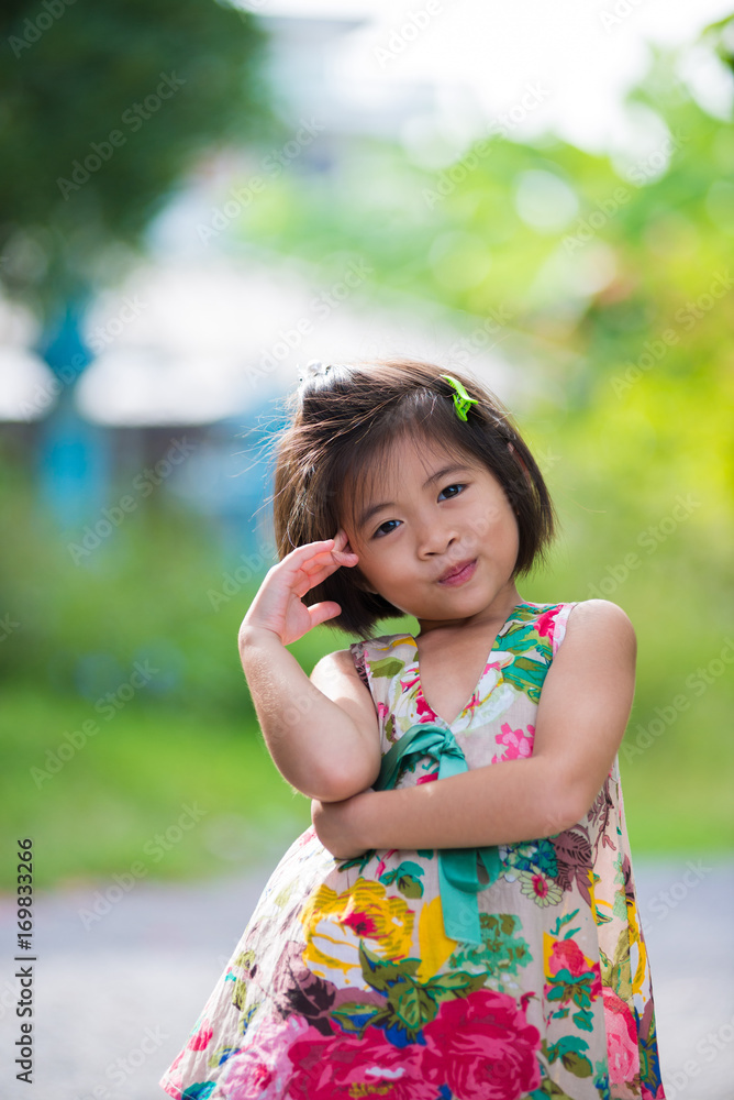 Asian girl have thinking on nature background Asian girl have thinking on nature background