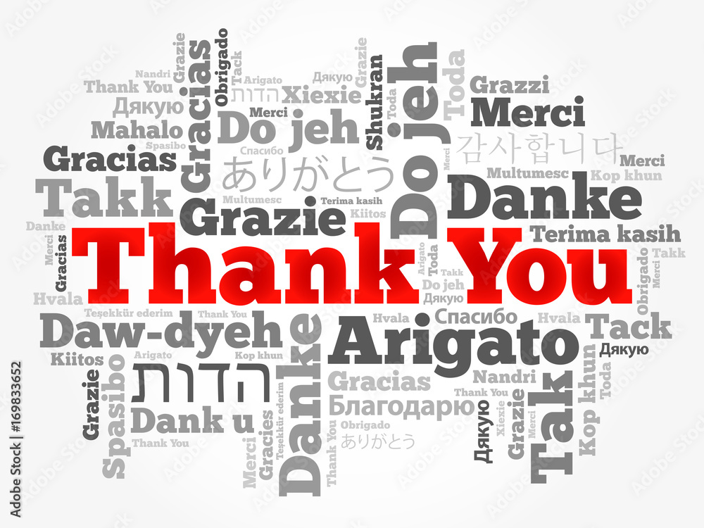 Thank You word cloud in different languages, concept background Thank You word cloud in different languages, concept background