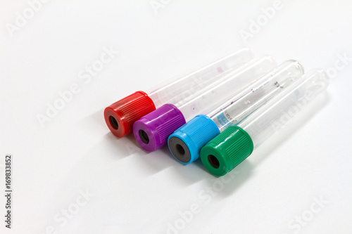 Blood collection tubes on white