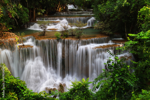 waterfall huay mae khamin in Kanchanaburi province Thailand