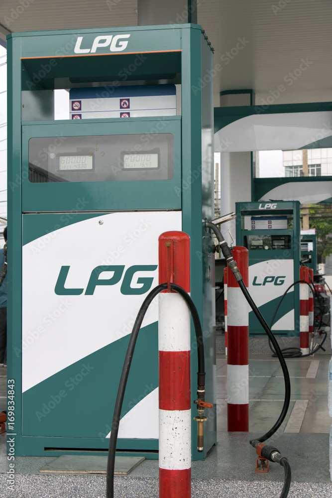 Fototapeta premium Filling station with pumps. Fuel dispensers LPG.