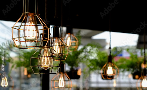 Lamps were installed to provide light as well as interior decoration at a restaurant.