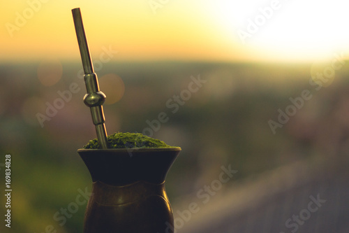 Details of Mate bitter or Chimarrao - Popular drink among the gaucho people - Rio Grande do Sul - Southern Brazil.