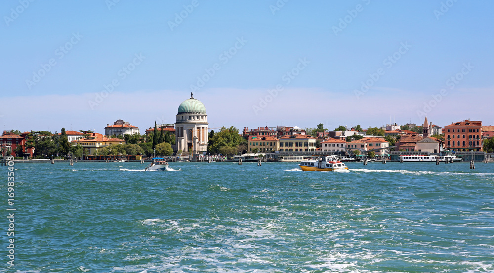 Island called Lido of Venice in Italy and the passenger ferry bo
