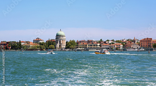 Island called Lido of Venice in Italy and the passenger ferry bo photo