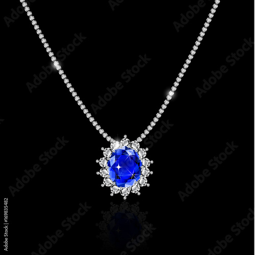 Golden necklace with ruby and diamonds