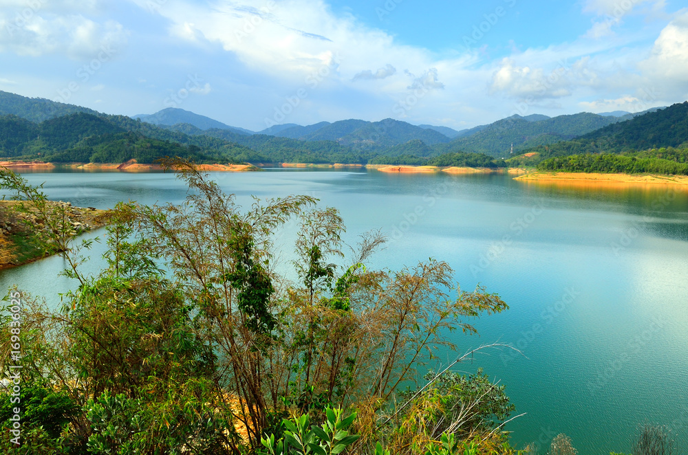 Scenery of man made lake at Sungai Selangor dam during midday...