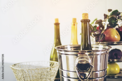 Vintage of wine bottle bucket set