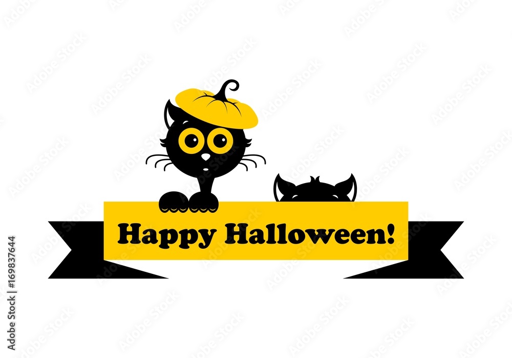 Halloween cats icon or logo in modern line style. Vector illustration. Halloween cats icon or logo in modern line style. Vector illustration.